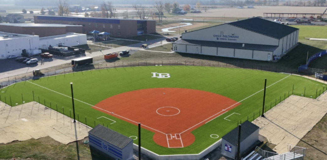 Softball field with new turf and backstop