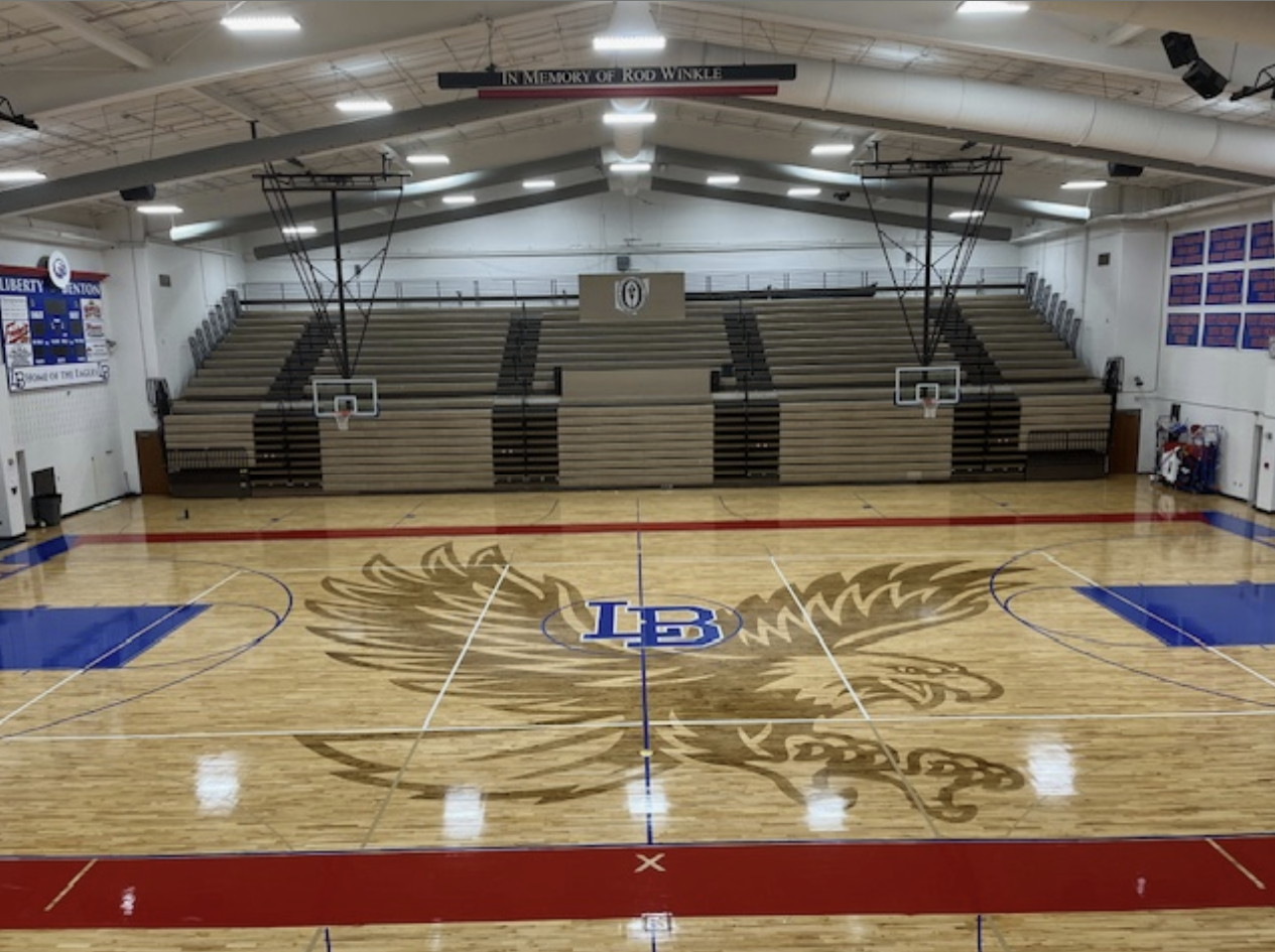 Gymnasium with refinished Steve Williman Court